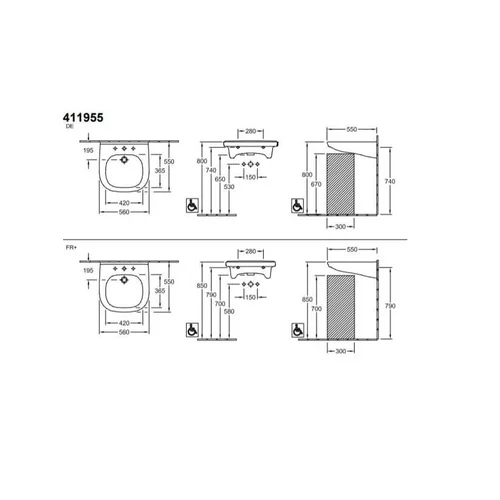 Villeroy & Boch O.Novo Vita 560/610 pakabinamas praustuvas 610x550 image 2