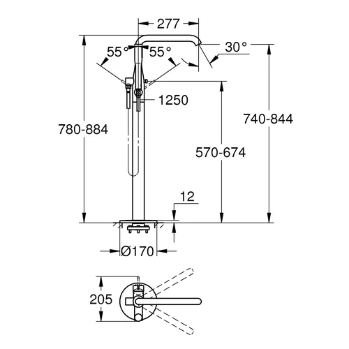 Grohe ESSENCE 23491GN1 vonios maišytuvas ant grindų, aukso spalvos image 2