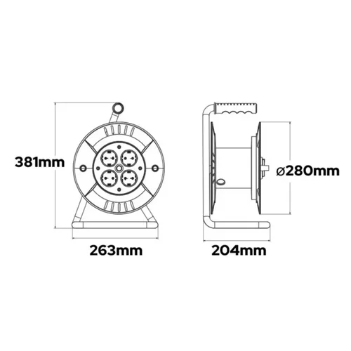 HOROZ Ilgiklis su rite IP44, 30 m, 4 lizdai, Juoda image 2