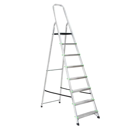 EUROSTYL aliuminės kopėčios, buitinės, 8 pakopos, 162–240 cm, 120 kg image 1