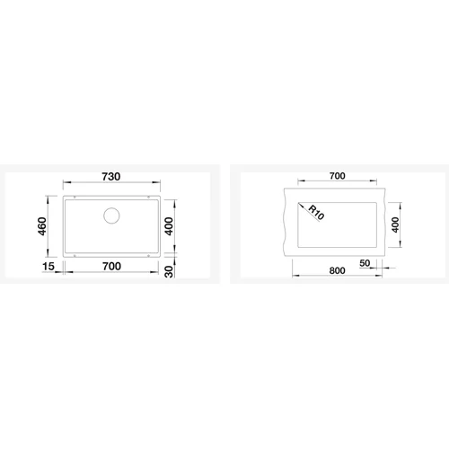 BLANCO SUBLINE 700-U Plautuvė 700 x 400 x 190 mm image 2