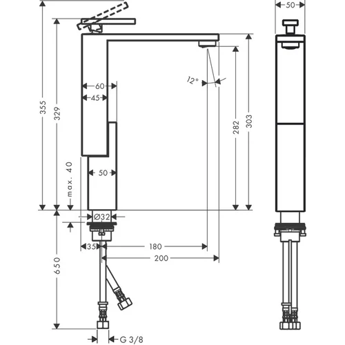 Hansgrohe AXOR Edge 46031300 Praustuvo maišytuvas Aukso image 2