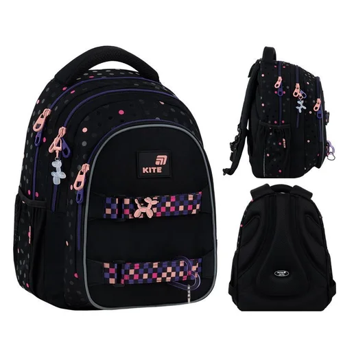 K26-8001M-1 Mokyklinė kuprinė Juoda/Rožinė, 29x17x40 cm image 2