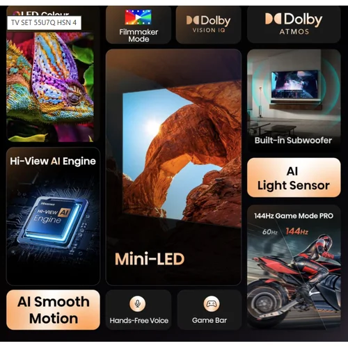 Hisense U7Q ULED MiniLED televizorius, 55 colių image 3