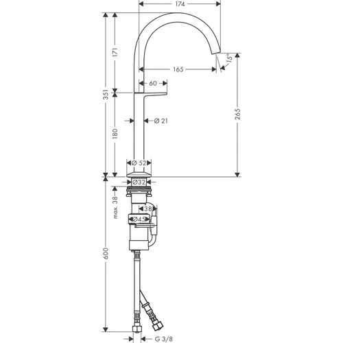 Hansgrohe Axor One Select 260 48030000 Chromo Praustuvo maišytuvas image 2