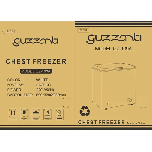 GUZZANTI GZ 210A Šaldiklis, 190 L, Balta image 3