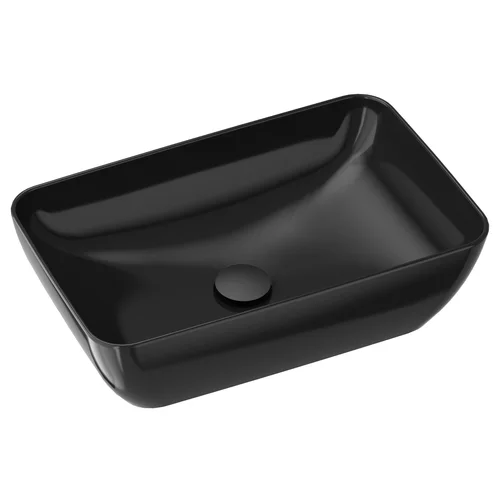RAVAK Uni 50 R Slim keraminis praustuvas, 50x31 cm, Juoda blizgi image 1