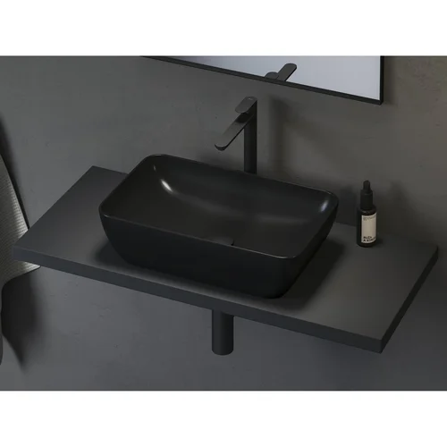 RAVAK Uni 50 R Slim keraminis praustuvas, 50x31 cm, Juoda blizgi image 2
