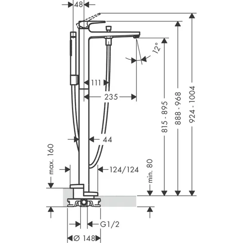 Hansgrohe Metropol 32532700 grindinis vonios maišytuvas image 2