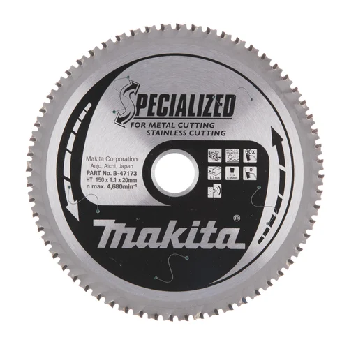 Makita B-47173 SPECIALIZED Pjovimo diskas 150X1.1X20mm 0° T60 image 2