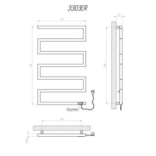 Kosser Zeta 900x550 ER Elektrinis rankšluosčių džiovintuvas Juodas su laikmačiu image 2