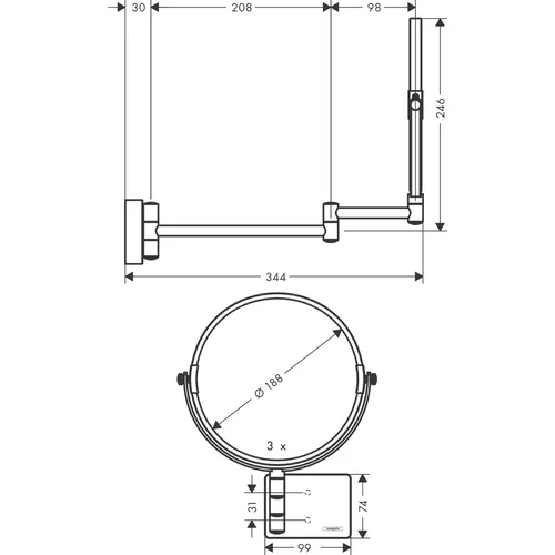 Hansgrohe AddStoris Skutimosi veidrodis, 41791670, matinis juodas image 3