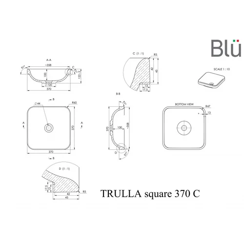 BLU TRULLA SQUARE 370x370 Akmens masė image 2