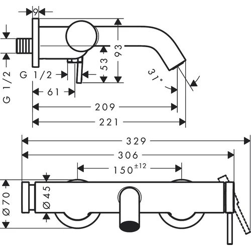 Hansgrohe Tecturis S 73422140 vonios maišytuvas, šlifuota bronza image 3