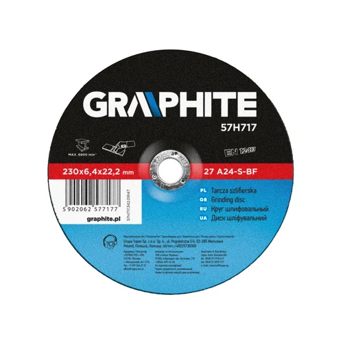 GRAPHITE Metalo šlifavimo diskas 230 x 6,4 x 22,2 mm 27 A24-S image 1