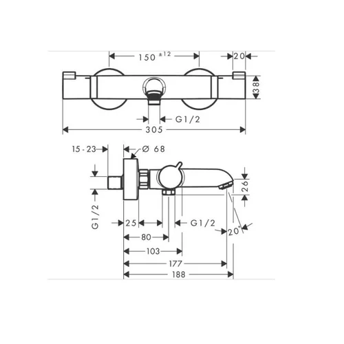 Hansgrohe Ecostat Comfort termostatinis vonios maišytuvas, juoda matinė image 2