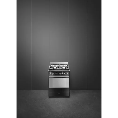 Dujinė viryklė su elektrine orkaitė Smeg SUK61MBL9, 60 cm, Juoda image 2