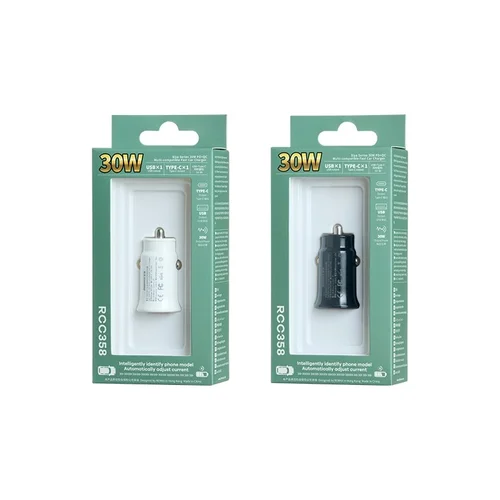 Remax RCC358 30W USB-C/USB-A Automobilinis įkroviklis Juodas image 2