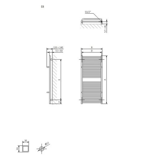 TERMA Lima elektrinis rankšluosčių džiovintuvas, 60×114 cm, 800 W, dešininis image 2