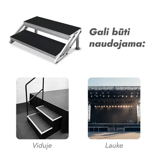 Reguliuojami aliuminiai laiptai pakylai 40-60 cm (2 pakopų) image 3