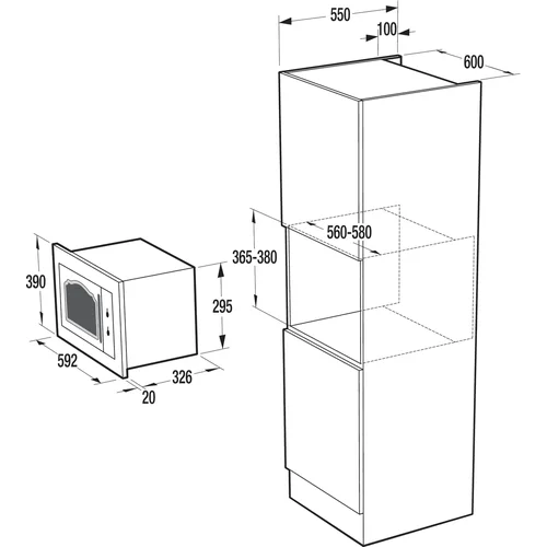 GORENJE BM235CLI įmontuojama mikrobangų krosnelė Kreminė 23 L image 3