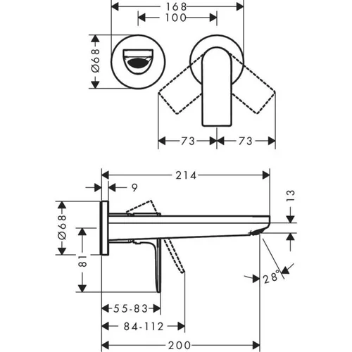 HANSGROHE Rebris E potinkinis praustuvo maišytuvas 72568670 juodos matinės spalvos image 2