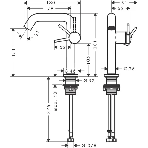 Praustuvo maišytuvas Hansgrohe Tecturis S 150, 73342670 image 2