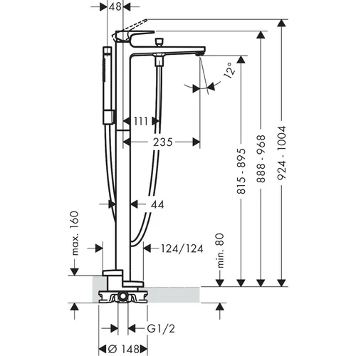 Hansgrohe Metropol 32532670 Grindinis vonios maišytuvas image 2