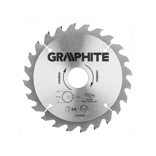 GRAPHITE Pjovimo diskas 160x30mm, 24 dantų image 1