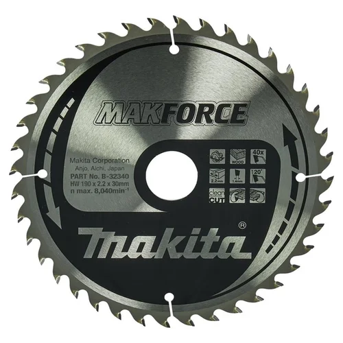 Makita B-32340 Diskas medienos pjovimui 190×30×40T image 1