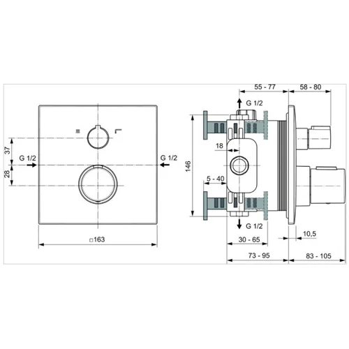 Ideal Standard Ceratherm C100/A7522XG potinkinis juoda spalva image 2