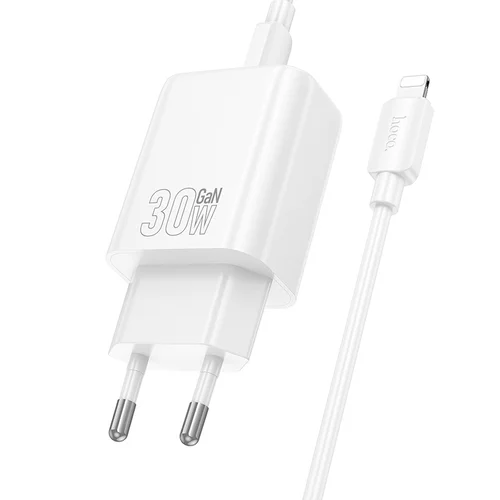Hoco N62 30W GaN įkroviklis USB-C/Lightning kabeliu 1.0 m Baltas image 2