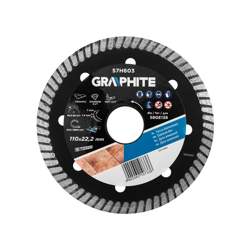 GRAPHITE Deimantinis pjovimo diskas 110x22,2 mm 58GE138 image 1