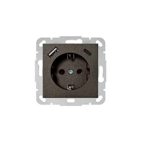 Liregus Epsilon IUK-3-01.E/J kištukinis lizdas USB A+C, juoda image 1