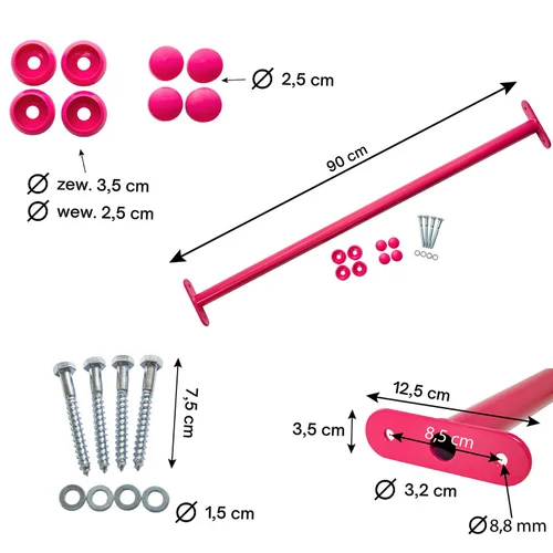 Metalinis skersinis 90 cm, rožinis image 2
