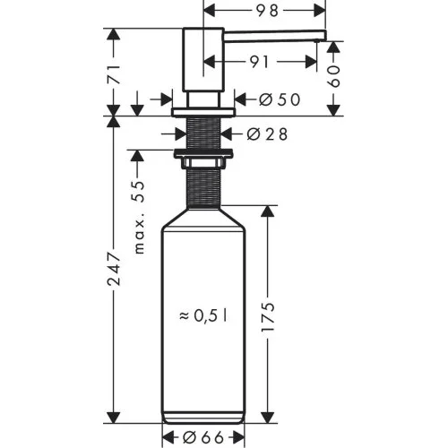 Dozatorius HANSGROHE AXOR Uno 42818670, 500 ml, matinis juodas image 2