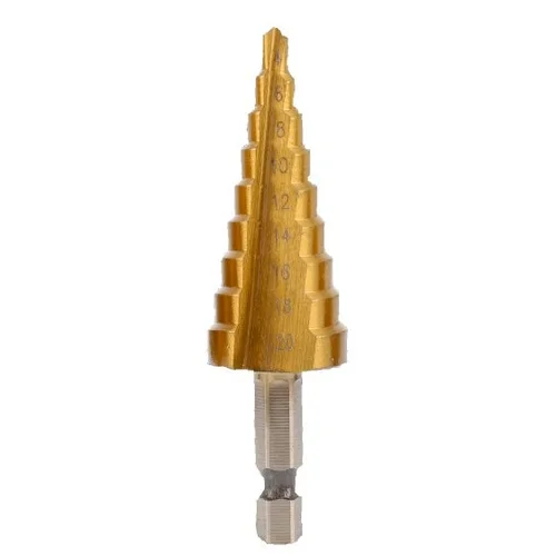 Hogert technik Pakopinis grąžtas 4-20 mm suktukui HEX 1/4 tiesus image 1