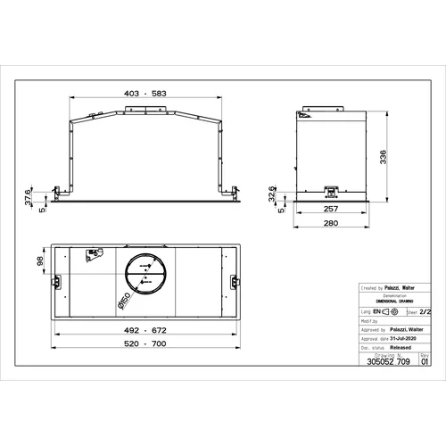 Faber BI-AIR KL A52 Įmontuojamas gartraukis 52 cm Juoda image 3