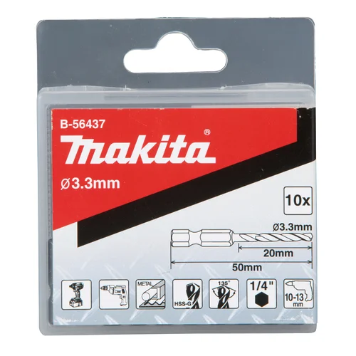 Makita B-56437 Grąžtas metalui HSS-G 3,3x50MM image 2