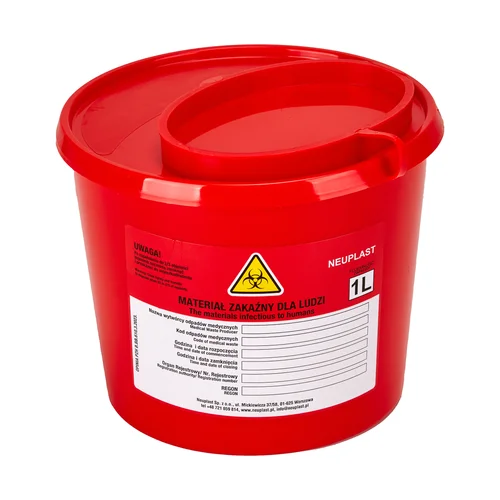 Medicininių atliekų konteineris 1 L, raudonas image 1