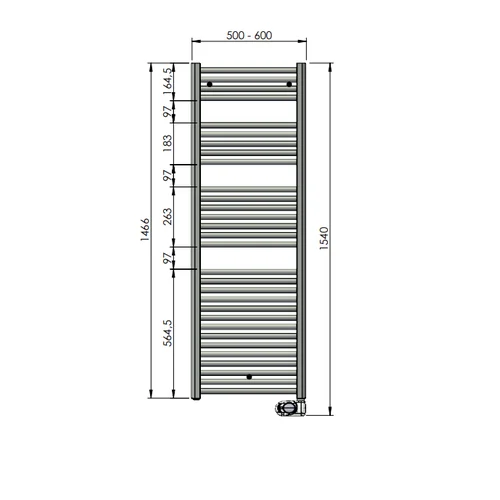 Elektrinis rankšluosčių džiovintuvas Zehnder Aura 1466x600 mm PBEBZ-150-60/MQ Juodas image 2