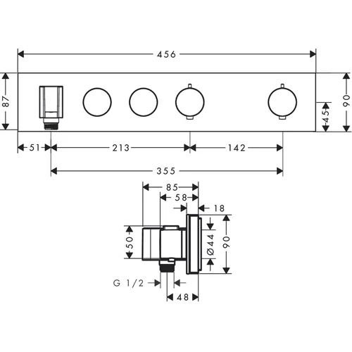 Hansgrohe AXOR ShowerSolutions SELECT 18355140 Termostatinis potinkinis modulis image 2