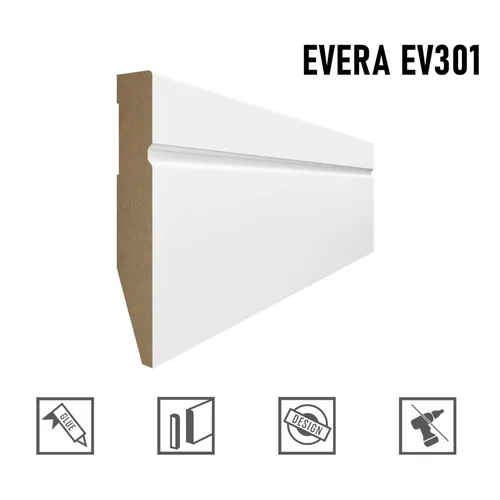Grindjuostė MDF EVERA EV301 balta 100 mm 2,4 m image 1
