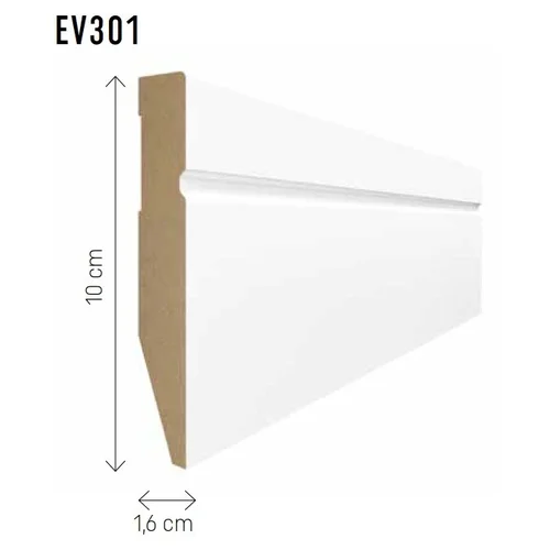 Grindjuostė MDF EVERA EV301 balta 100 mm 2,4 m image 2