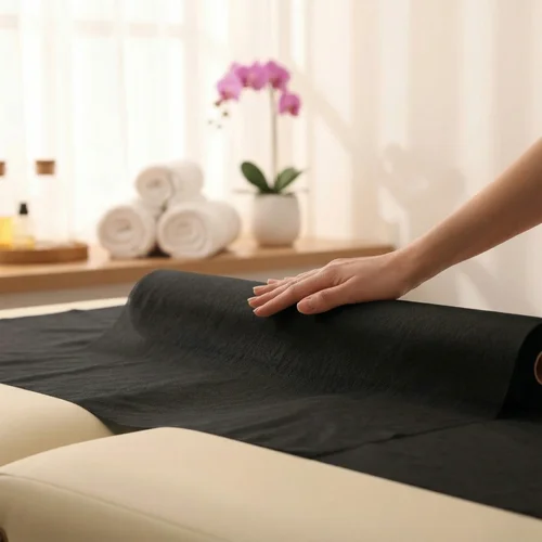 Habys neaustinė paklodė 70 cm × 50 m, 18 g/m², juoda image 2