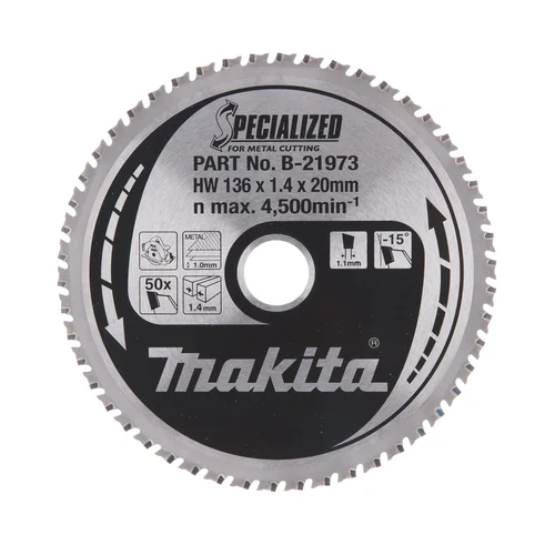 Makita B-21973 T.C.T. pjūklas, 136×1,4×20 mm, -15° image 1