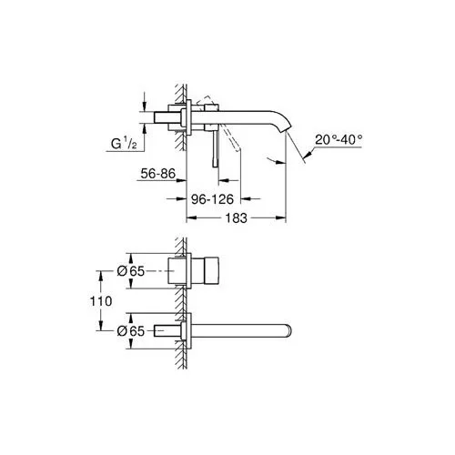 Grohe Essence New 19408001 sieninis praustuvo maišytuvas, chromo spalvos, snapo ilgis 183 mm image 3