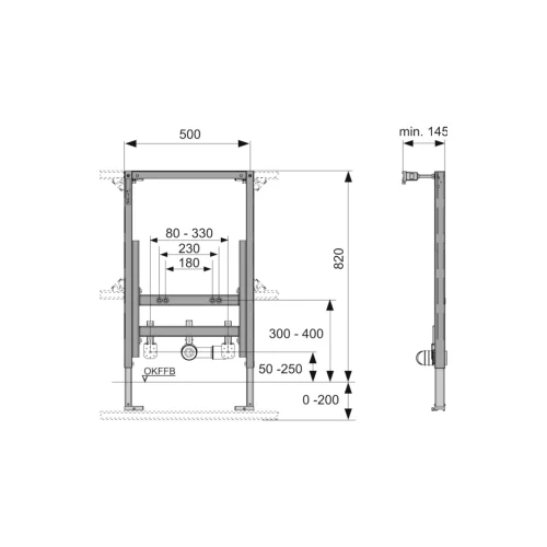 Tece 82cm pažemintas bidė potinkinis rėmas su tvirtinimais image 2