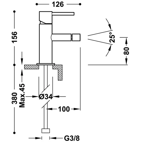 Tres Study Exclusive bidė maišytuvas Chromo image 3