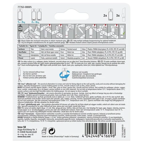 Tesa Kabliukai rėmelui pakabinti 77763, 2×3 kg, plytelėms image 2
